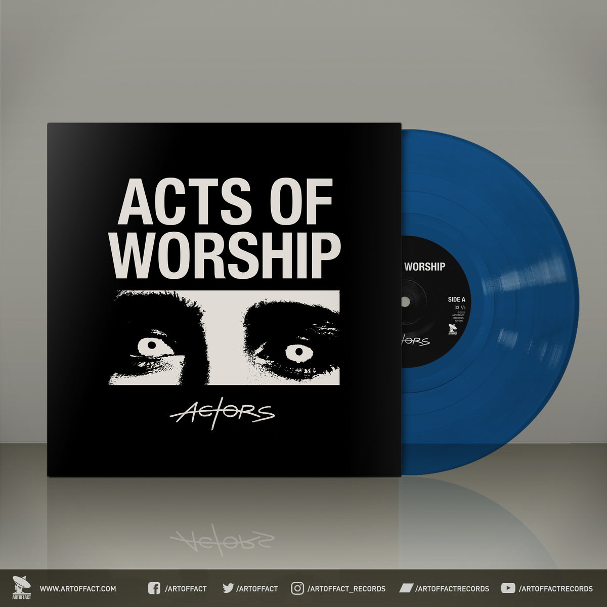 ACTORS - Acts of Worship, blue vinyl LP shown with sleeve