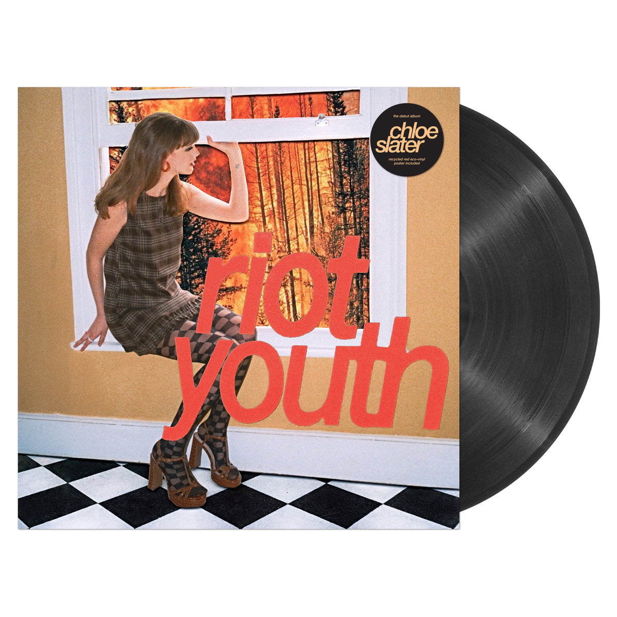 Chloe Slater - Riot Youth, recycled eco black LP shown with sleeve