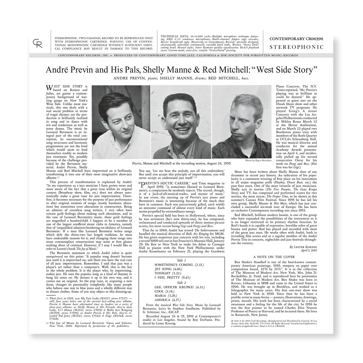 André Previn and His Pals Shelly Manne & Red Mitchell - West Side Story (Contemporary Records Acoustic Sounds Series)