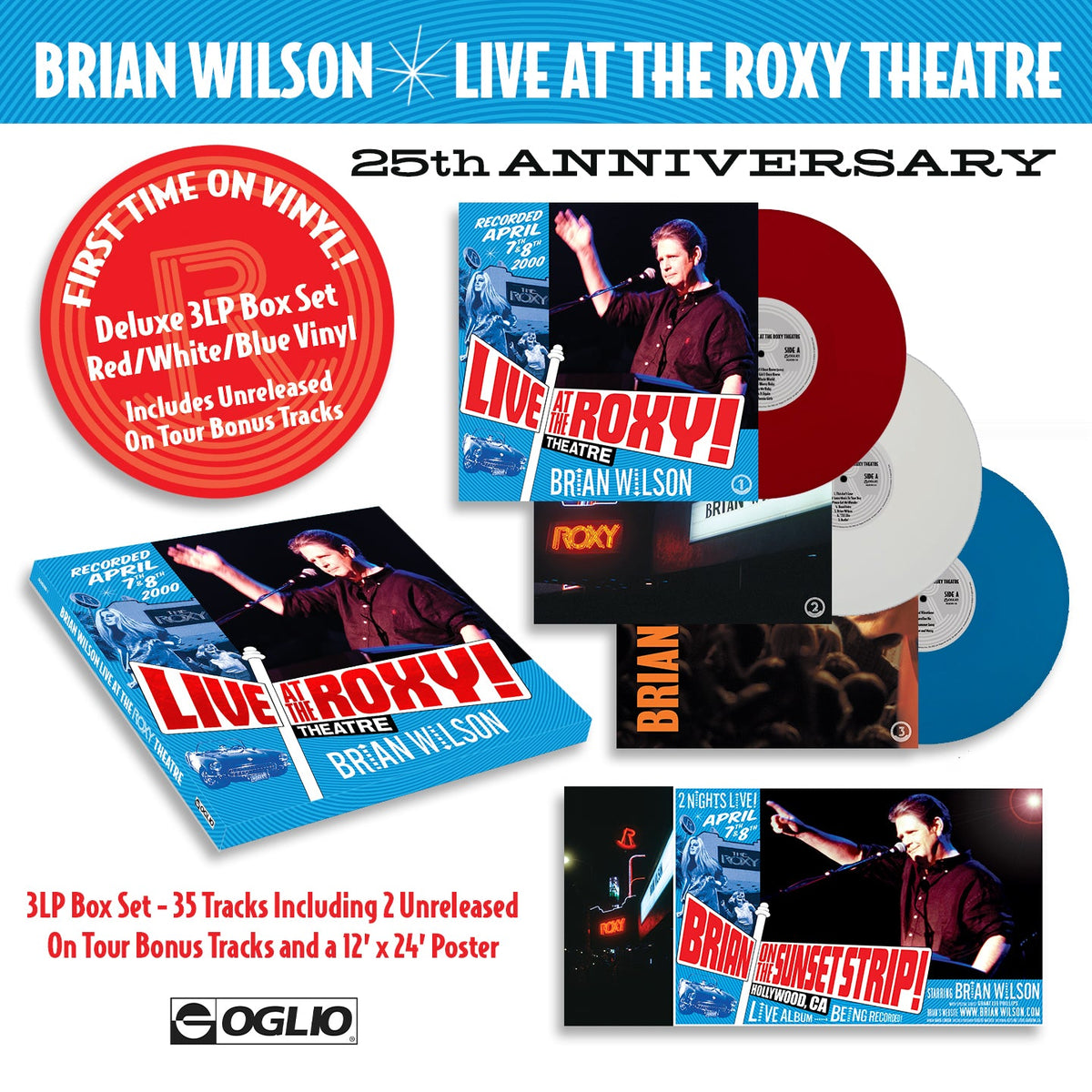Brian Wilson - Live at the Roxy Theatre (Red, White & Blue 3LP Box Set) Vinyl > Box Set Oglio Records NEW NEW