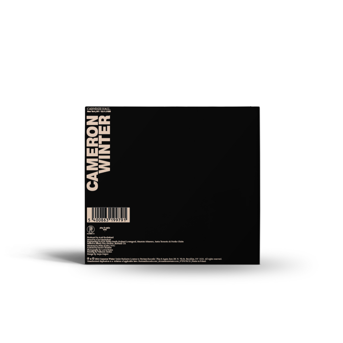Cameron Winter - Live At Carnegie Hall (CD) CD Partisan Records