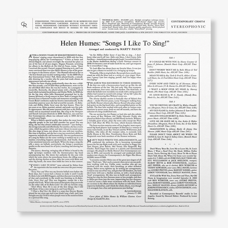 Helen Humes - Songs I Like To Sing! (Contemporary Records Acoustic Sounds Series) Vinyl > LP Craft Recordings