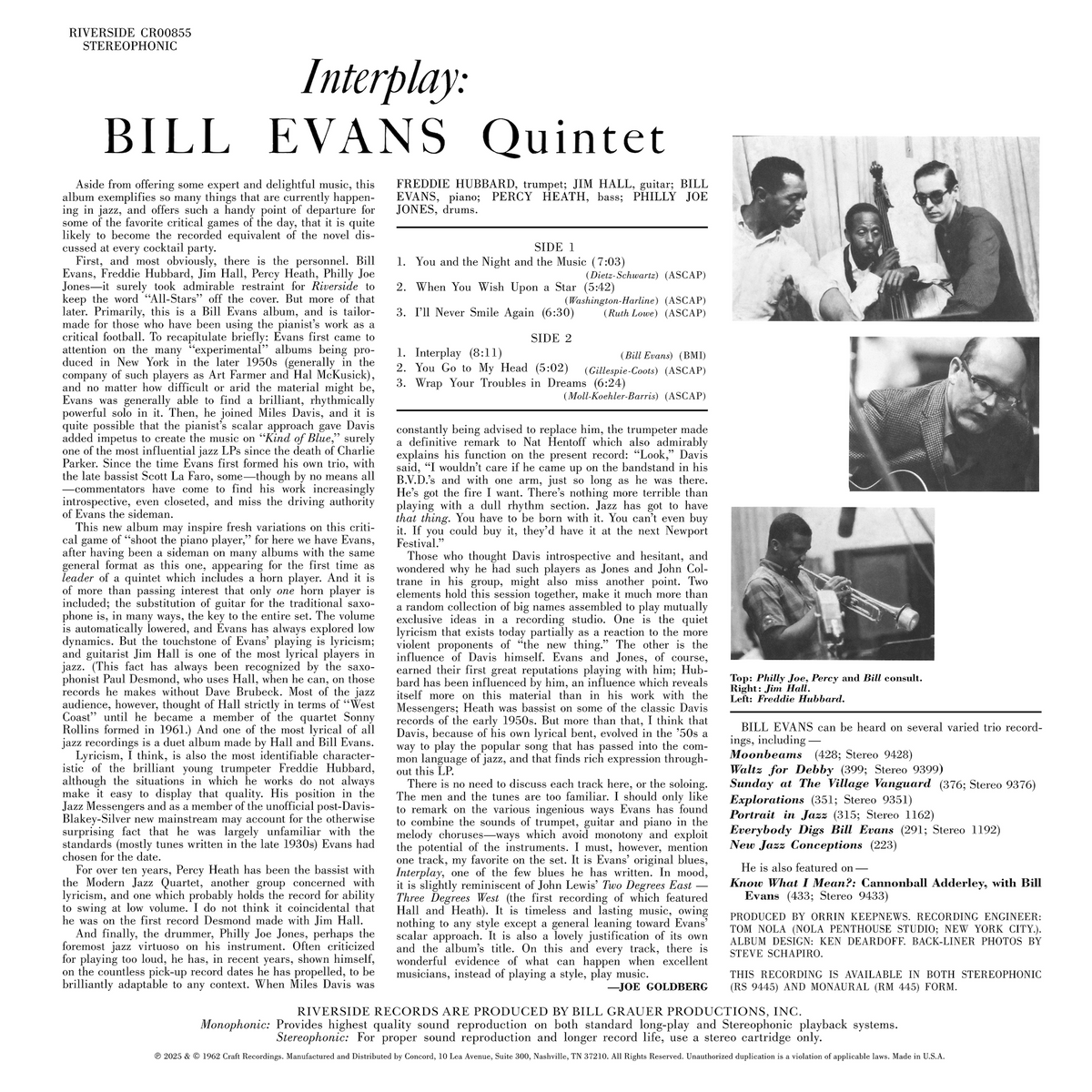 Bill Evans - Interplay (Original Jazz Classics Series) Vinyl > LP Craft Recordings