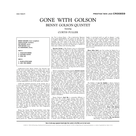 Benny Golson - Gone With Golson (Original Jazz Classics Series) Vinyl > LP Craft Recordings
