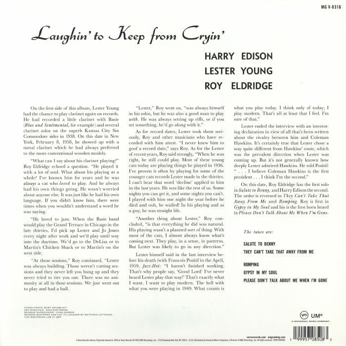 Lester Young, Roy Eldridge & Harry Edison - Laughin' To Keep From Cryin' (Acoustic Sounds Series) Vinyl > LP Verve