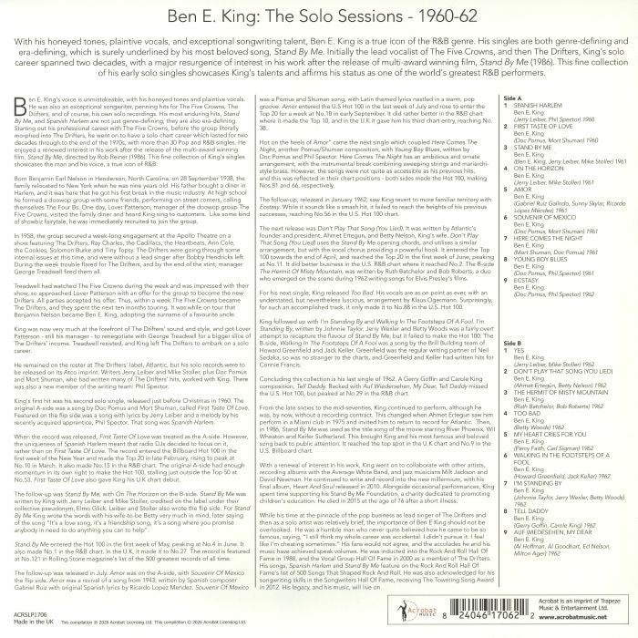 Ben E. King - The Solo Sessions 1960-1962 (Vinyl) back cover