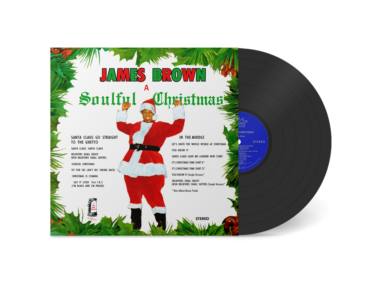 James Brown - The Complete James Brown Christmas (Vinyl) - A Soulful Christmas inner sleeve and black LP