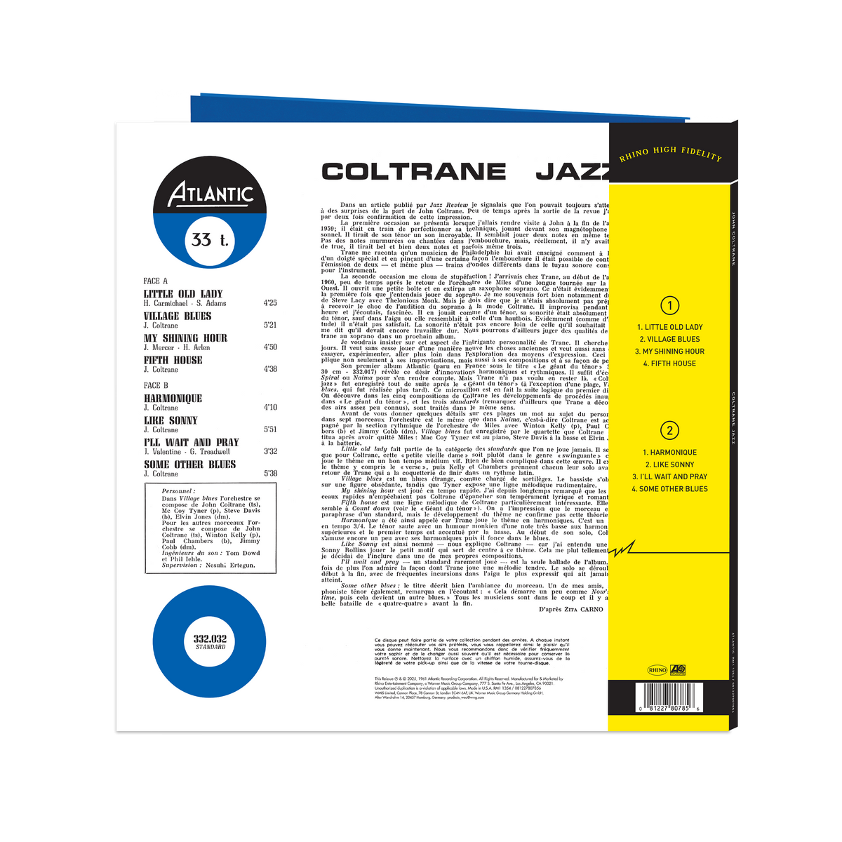 John Coltrane - Coltrane Jazz (Rhino High Fidelity) back cover