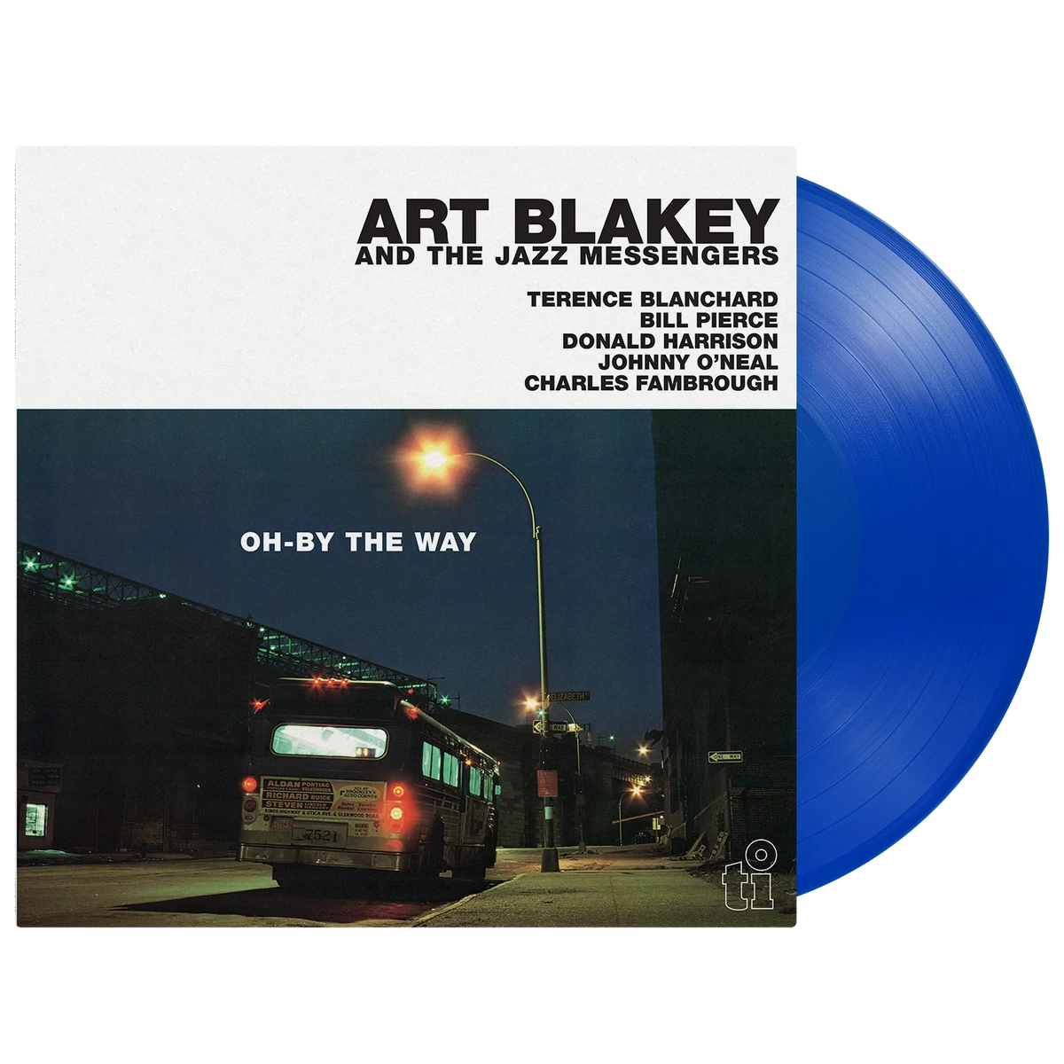 Art Blakey & The Jazz Messengers - Oh-By The Way, blue vinyl LP shown with sleeve
