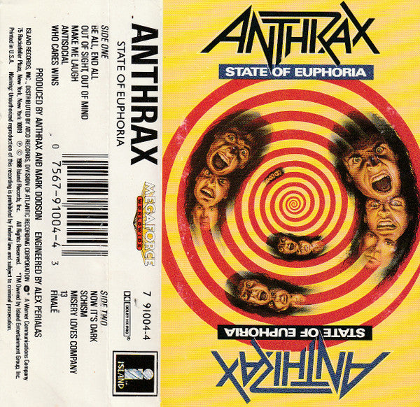 Anthrax - State Of Euphoria Record Island Records 1988 / US / Island Records VG VG
