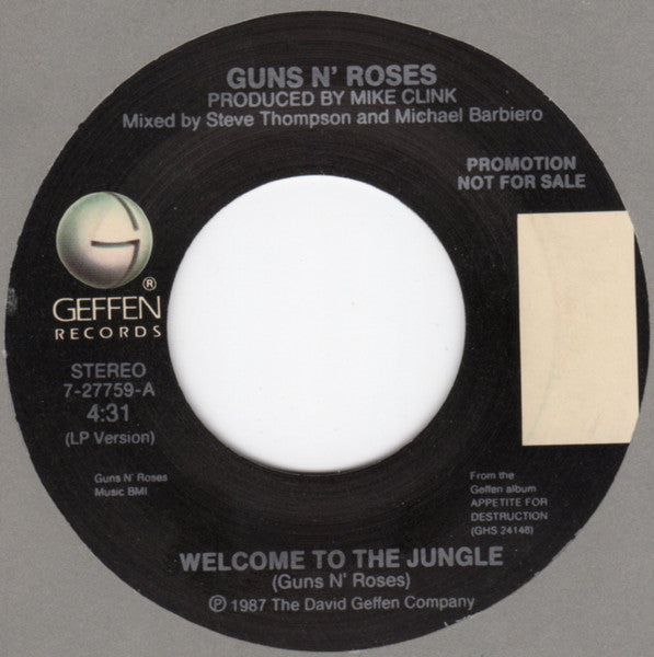 Guns N' Roses - Welcome To The Jungle Record Geffen Records 1987 / US / Specialty Pressing / Geffen Records / MMW3K VG+ VG