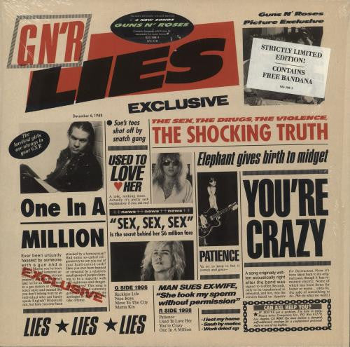 Guns N' Roses - G N' R Lies Record Geffen Records 1988 / Europe / Bandana / Geffen Records P P