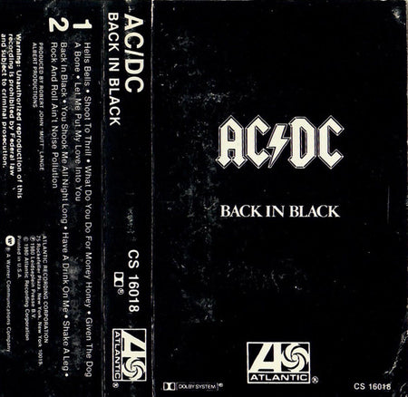 AC/DC - Back In Black Record Atlantic 1980 / US / Atlantic VG+ VG+