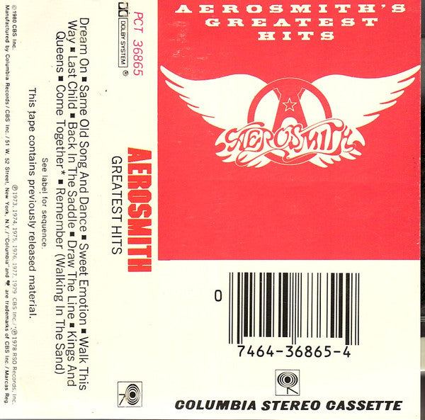 Aerosmith - Aerosmith's Greatest Hits Record Columbia 1980 / US / Columbia VG VG