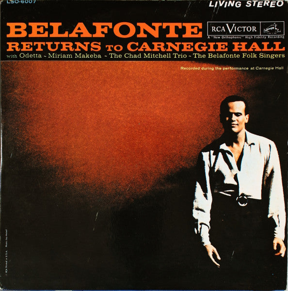 Harry Belafonte - Belafonte Returns To Carnegie Hall Record RCA Victor 1960 / US / Indianapolis Pressing / Gatefold / RCA Victor / 2ATIK NM NM