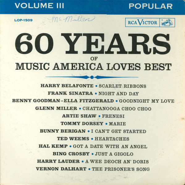 Various - 60 Years Of Music America Loves Best -- Popular -- Volume III Record RCA Victor 1961 / US / RCA Victor / TAJL4 G G