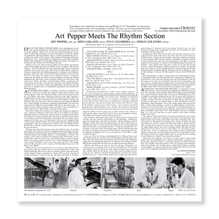 Art Pepper - Art Pepper Meets The Rhythm Section (Contemporary Records Acoustic Sounds Series Stereo Vinyl)