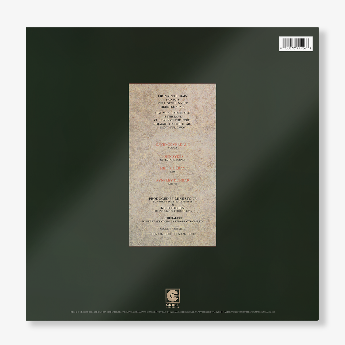 Whitesnake - Whitesnake (Black Vinyl) Vinyl > LP Craft Recordings