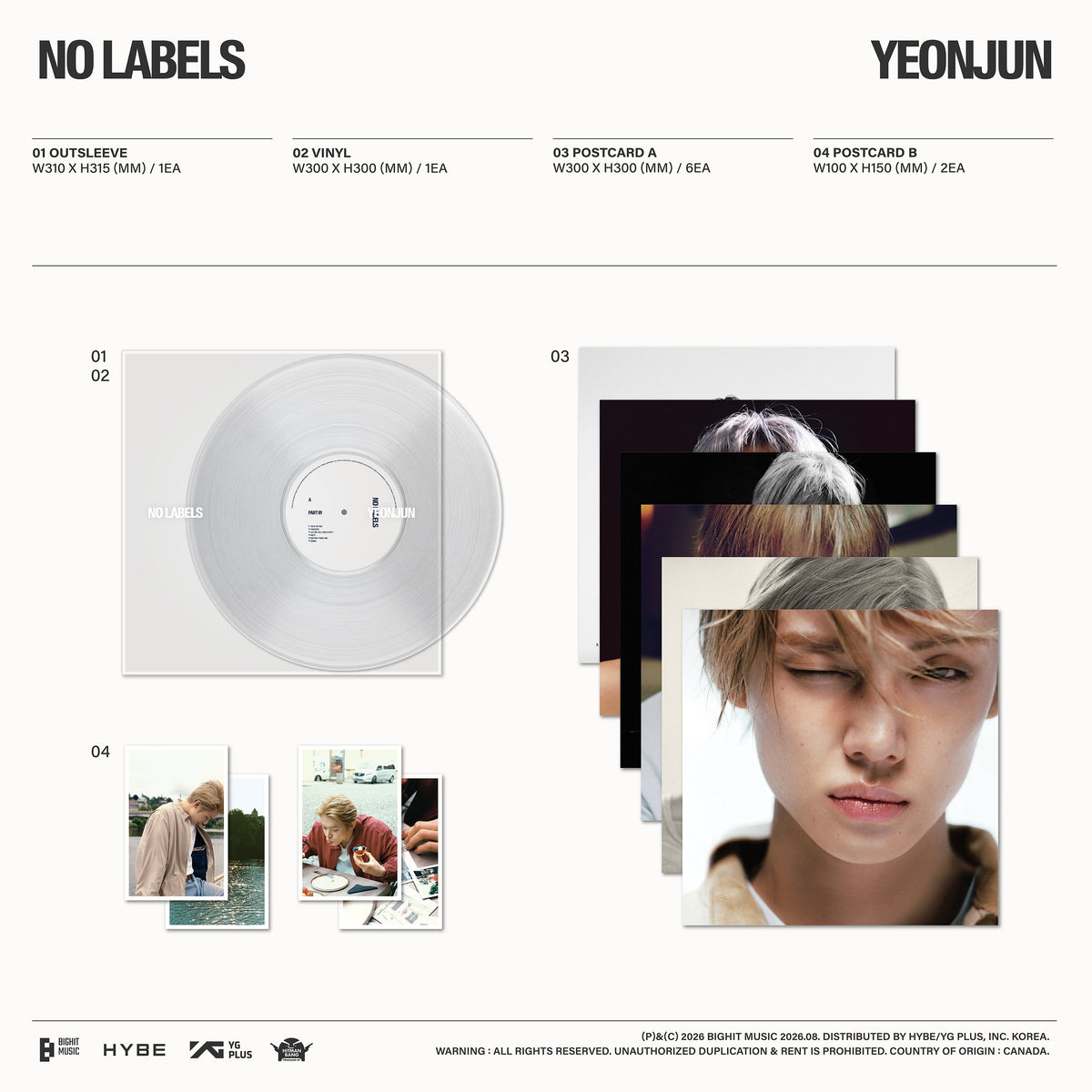 Yeonjun - NO LABELS (Clear Vinyl) Vinyl > LP Bighit Entertainment