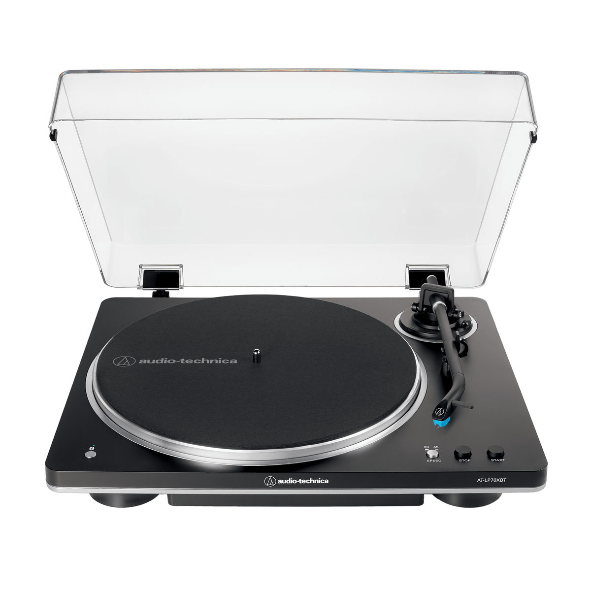 Audio-Technica AT-LP70XBT Bluetooth turntable in Black/Silver, front view