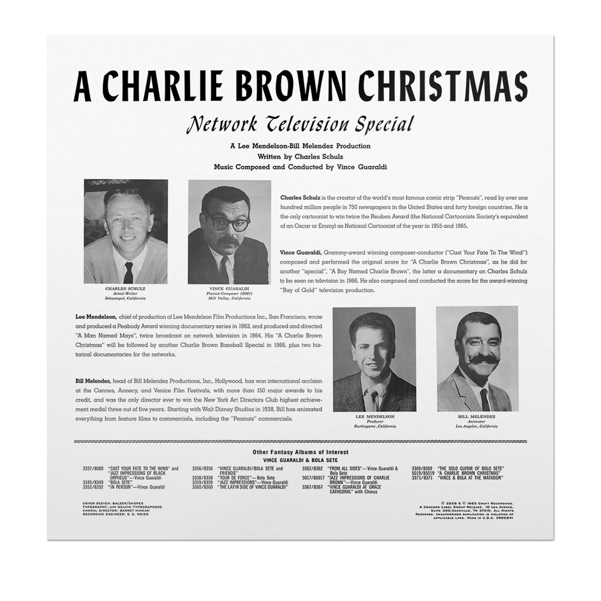 Vince Guaraldi Trio - A Charlie Brown Christmas (Original Jazz Classics Series) - back cover