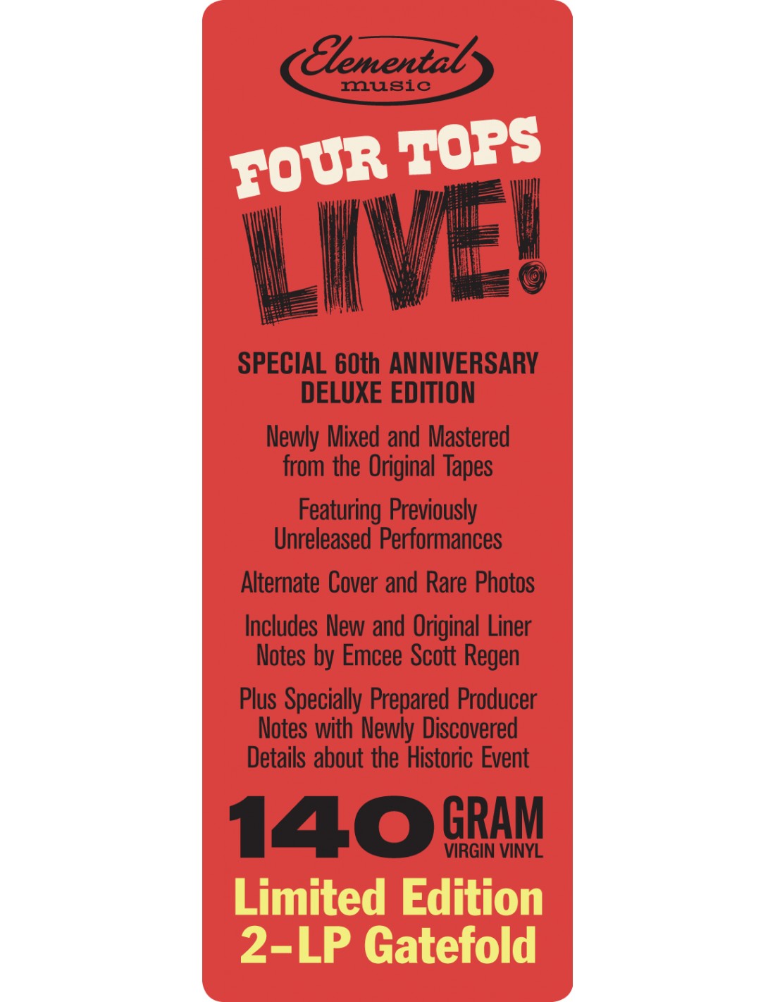 Four Tops - Four Tops Live! (Deluxe) Vinyl > LP Elemental Music Rec.