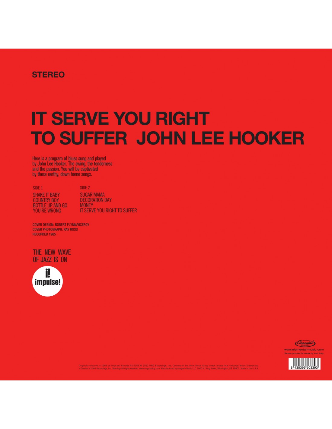 John Lee Hooker - It Serve You Right To Suffer (Red Vinyl)