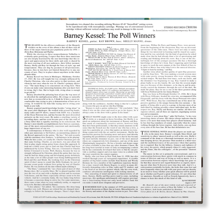 Barney Kessel with Shelly Manne and Ray Brown - The Poll Winners (Contemporary Records Acoustic Sounds Series Vinyl) Vinyl > LP Craft Recordings