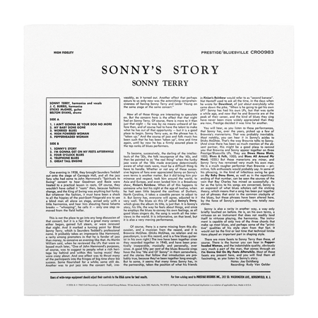 Sonny Terry - Sonny's Story (Bluesville Acoustic Sounds Series) Vinyl > LP Craft Recordings