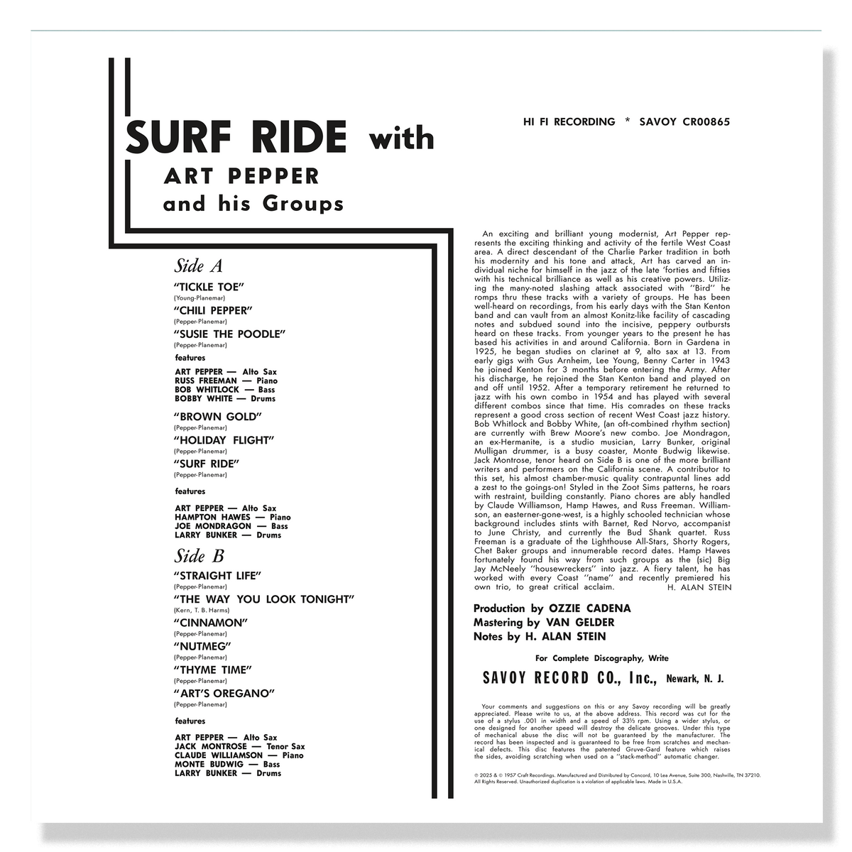 Art Pepper - Surf Ride (Original Jazz Classics Series) Vinyl > LP Craft Recordings