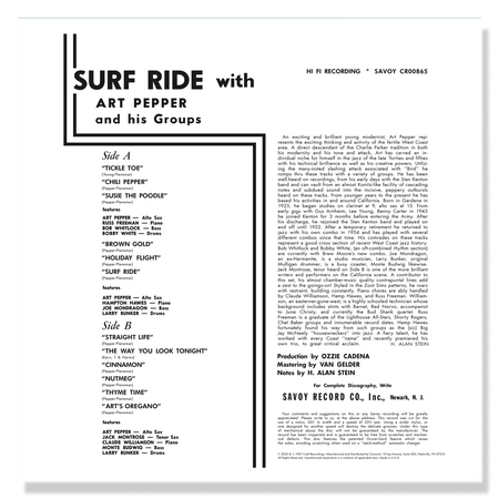 Art Pepper - Surf Ride (Original Jazz Classics Series) Vinyl > LP Craft Recordings