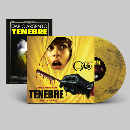 Claudio Simonetti's Goblin - Tenebre, yellow smoke LP with sleeve and the reproduction Italian cinema poster