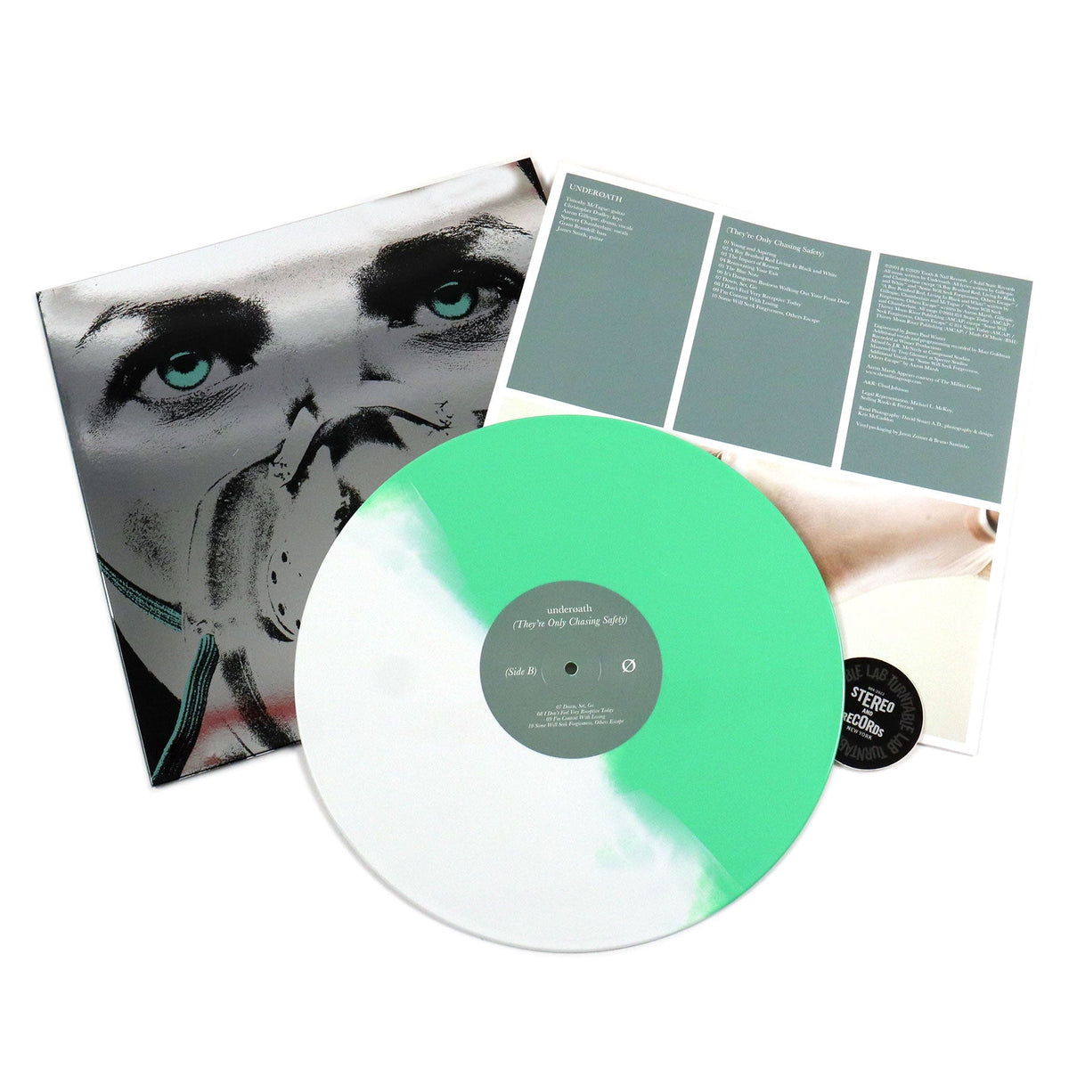 Underoath - They're Only Chasing Safety (Mint & White Blend Vinyl) - disc and inner sleeve